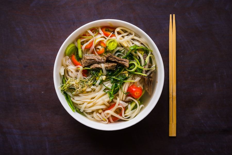 A bowl of pho